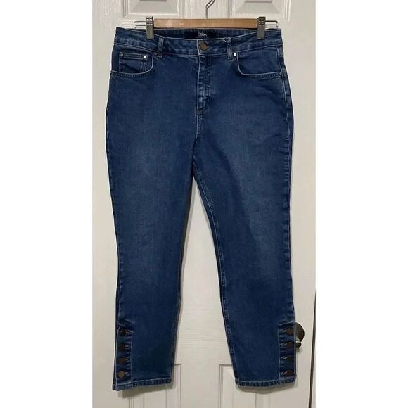 Boden Chester Jean Blue Button Ankle Cuff Jeans Women's US Size 12P‎ - Picture 1 of 6